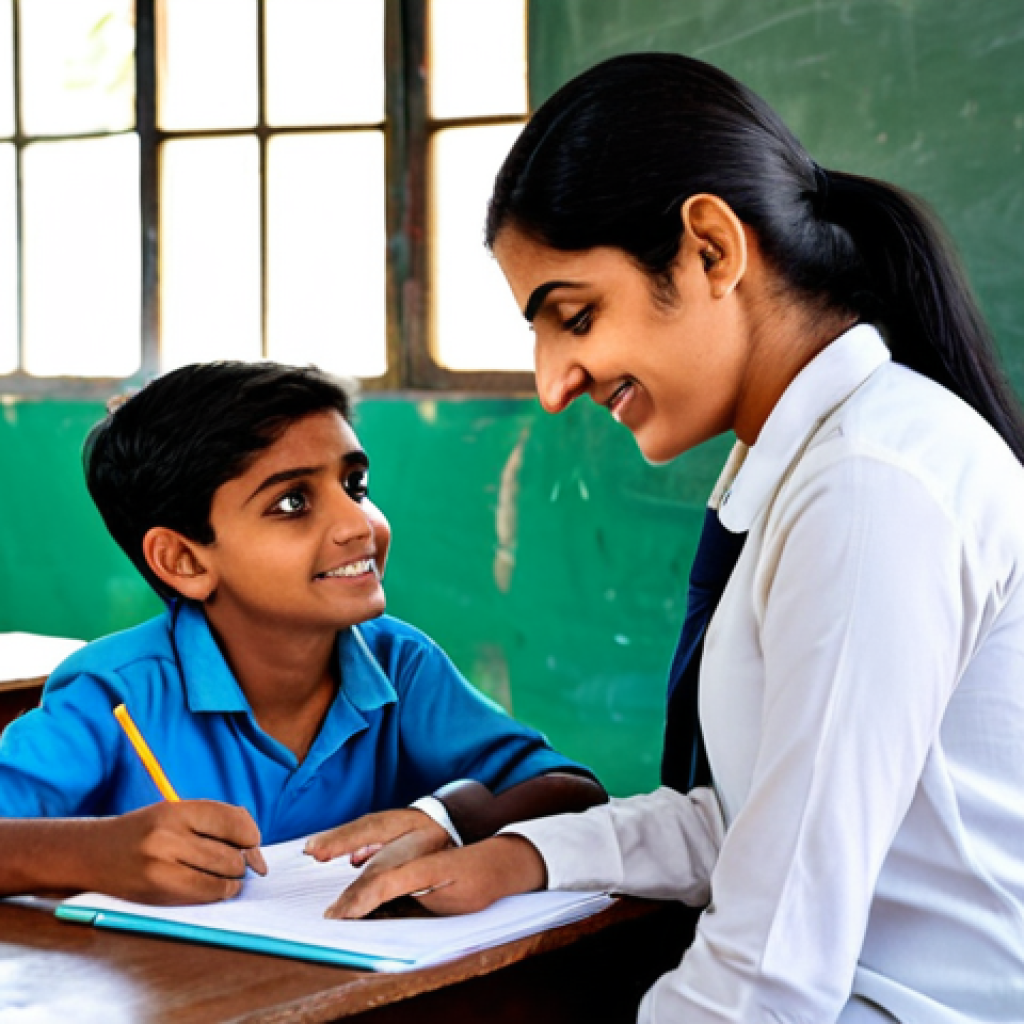 **

A respected teacher, Sharma Ji, in a classroom setting, fully clothed in appropriate attire, helping a student with their studies. The environment is warm and supportive, filled with natural light. Focus on the kindness and patience in the teacher's expression. safe for work, appropriate content, professional, perfect anatomy, correct proportions, well-formed hands, modest clothing, family-friendly.

**
