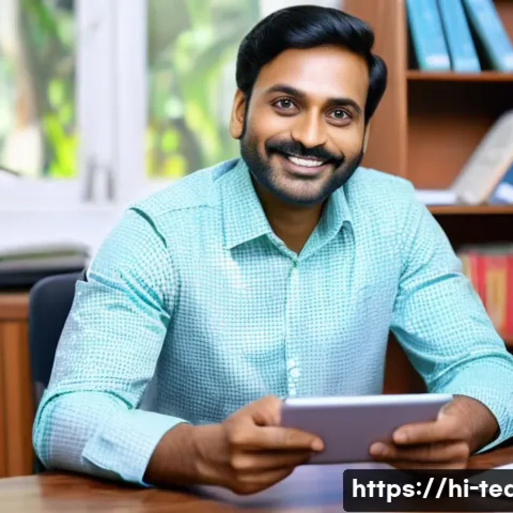 교사 급여명세서 이해하기 - **Prompt:** A thoughtful Indian male teacher, in his late 30s, wearing a smart casual shirt, sits at...