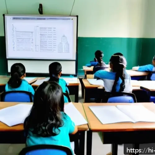 Home 31 교사 수업 녹화 자료 활용법 - A modern classroom setting in India with a Hindi-speaking teacher recording a smart class session us...